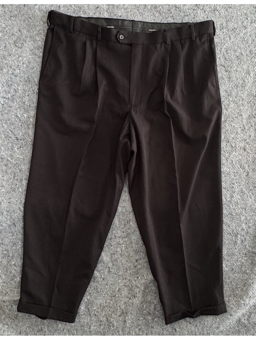 George 44x30 Mens Dress Pants Black Pleated Cuffed Trousers Business Casual - Picture 1 of 8